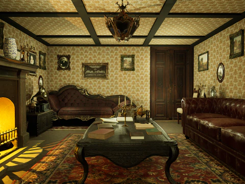Victorian Room Highly Detailed 3D Model