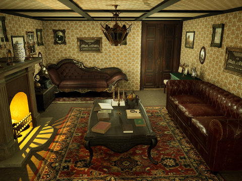 Victorian Room Highly Detailed 3D मॉडल