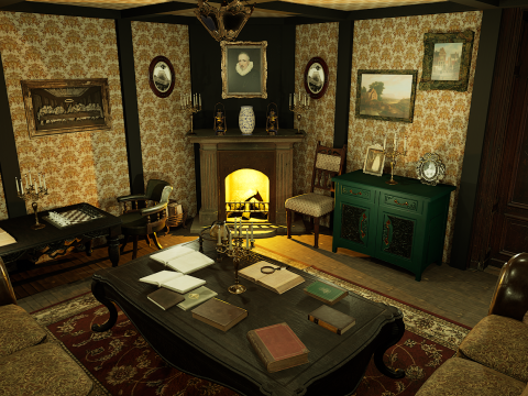 Victorian Living Room Highly Detailed 3D-Modell