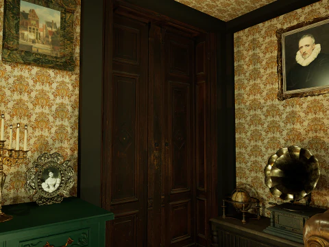 Victorian Living Room Highly Detailed 3D Model