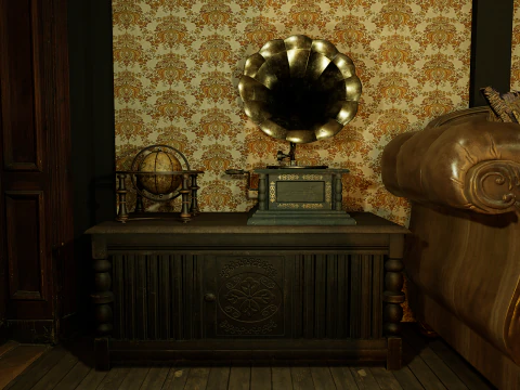 Victorian Living Room Highly Detailed 3D Model