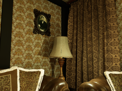 Victorian Living Room Highly Detailed 3D-Modell