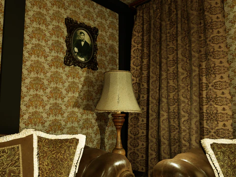 Victorian Living Room Highly Detailed 3D Model