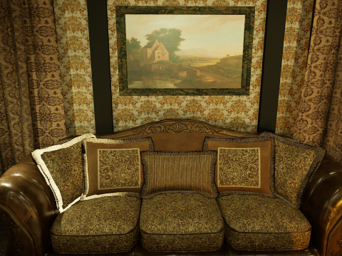 Victorian Living Room Highly Detailed 3D-Modell