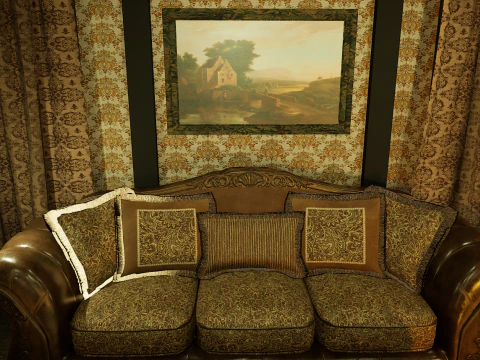 Victorian Living Room Highly Detailed 3D Model