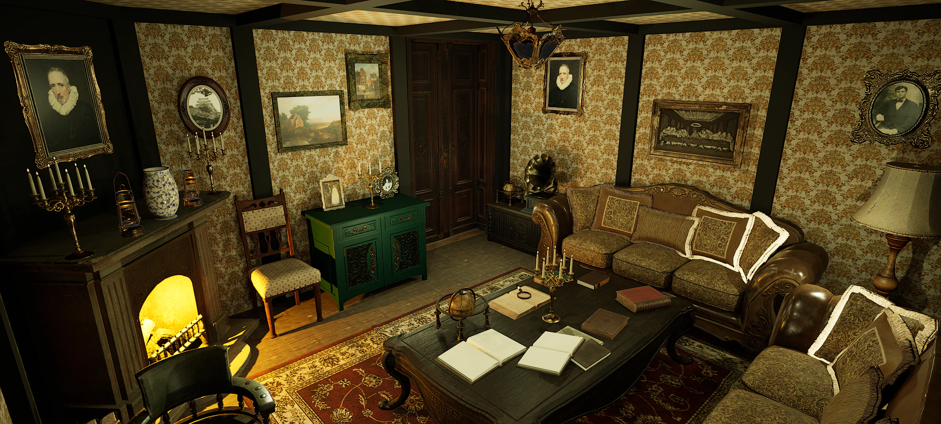 Victorian Living Room Highly Detailed 3D Model .c4d .max .obj .3ds .fbx .stl .blend 