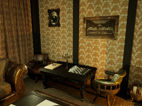 Victorian Living Room Highly Detailed 3D-Modell
