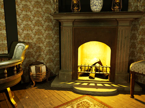 Victorian Living Room Highly Detailed 3D Model