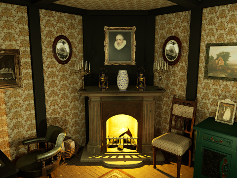 Victorian Living Room Highly Detailed 3D-Modell