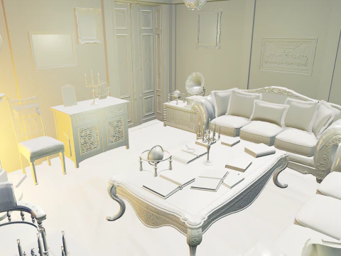 Victorian Living Room Highly Detailed 3D Model