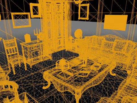 Victorian Living Room Highly Detailed 3D Model