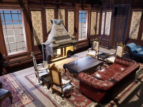 Quarto vitoriano aconchegante com lareira Modelo 3D