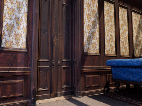 Cozy Victorian Room with Fireplace 3D Model