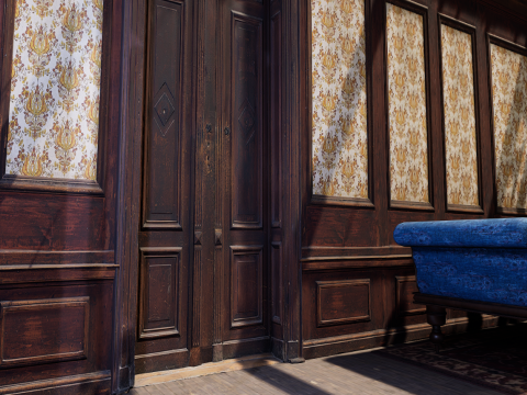 Cozy Victorian Room with Fireplace 3D Model