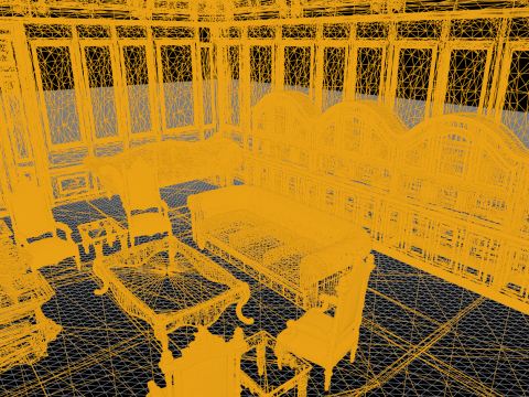 Cozy Victorian Room with Fireplace 3D Model