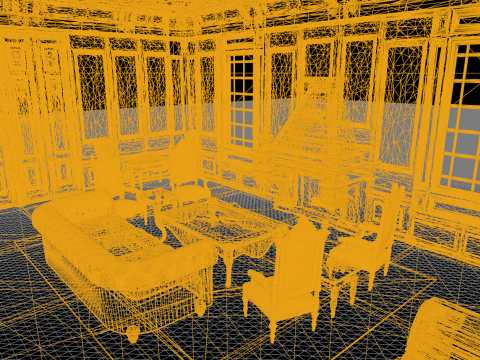 Cozy Victorian Room with Fireplace 3D Model
