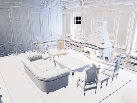 Cozy Victorian Room with Fireplace 3D Model