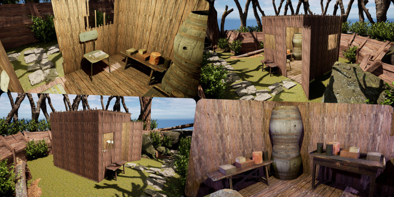 Wooden Log Cabin in a Fantasy Forest Modello 3D .c4d .max .obj .3ds .fbx .stl .blend