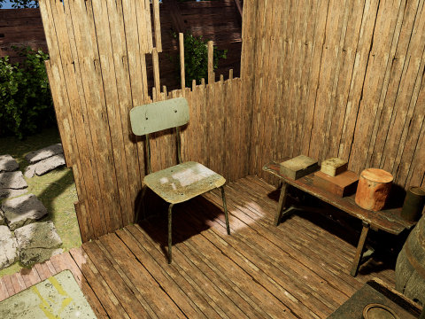 Wooden Log Cabin in a Fantasy Forest Modello 3D
