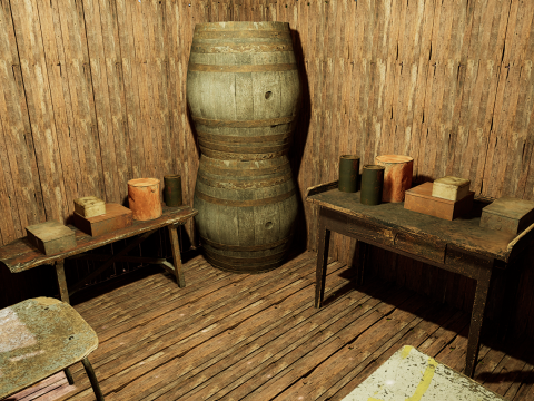 Wooden Log Cabin in a Fantasy Forest Modello 3D