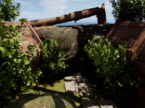 Wooden Log Cabin in a Fantasy Forest 3D Model