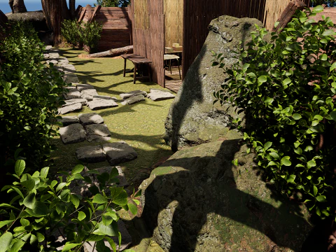 Wooden Log Cabin in a Fantasy Forest 3D Model