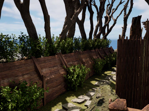 Wooden Log Cabin in a Fantasy Forest 3D Model