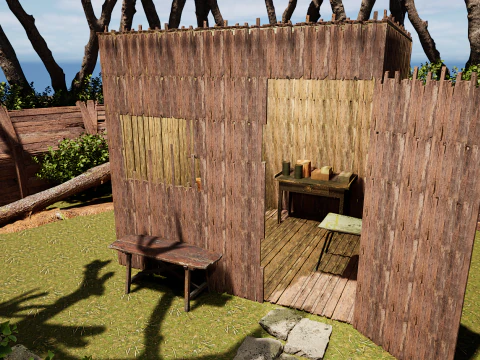 Wooden Log Cabin in a Fantasy Forest 3D Model