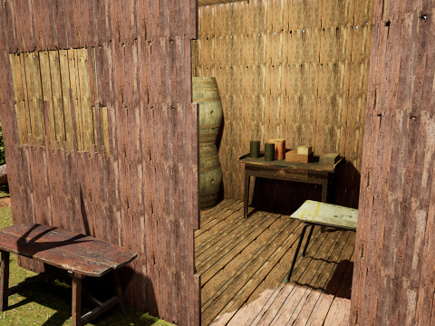 Wooden Log Cabin in a Fantasy Forest Modello 3D