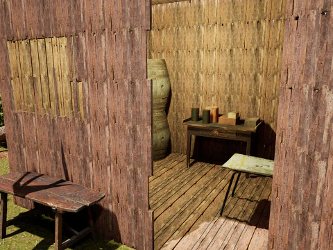 Wooden Log Cabin in a Fantasy Forest 3D Model