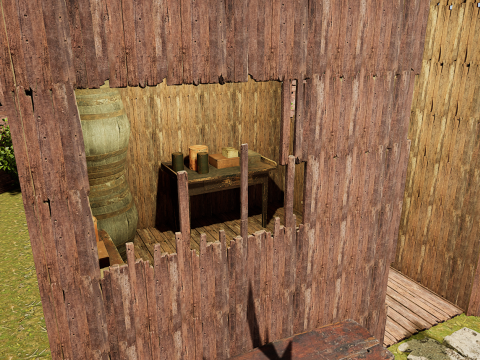 Wooden Log Cabin in a Fantasy Forest Modello 3D