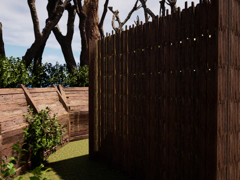 Wooden Log Cabin in a Fantasy Forest 3D Model