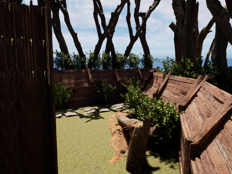 Wooden Log Cabin in a Fantasy Forest 3D Model