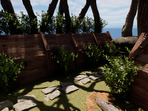 Wooden Log Cabin in a Fantasy Forest 3D Model