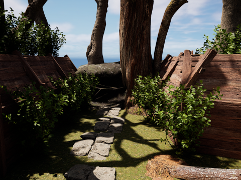 Wooden Log Cabin in a Fantasy Forest Modello 3D