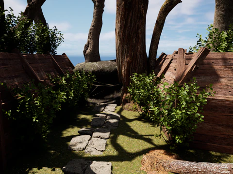 Wooden Log Cabin in a Fantasy Forest 3D Model