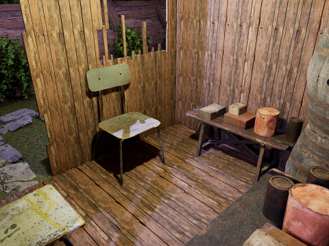 Wooden Log Cabin in a Fantasy Forest Modello 3D