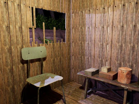 Wooden Log Cabin in a Fantasy Forest 3D Model