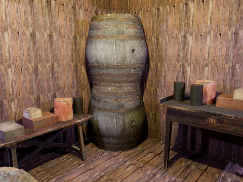 Wooden Log Cabin in a Fantasy Forest 3D Model