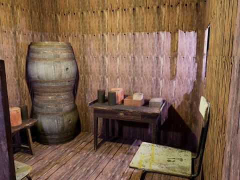 Wooden Log Cabin in a Fantasy Forest Modello 3D