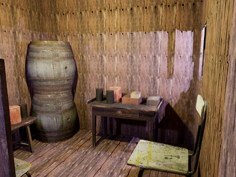 Wooden Log Cabin in a Fantasy Forest 3D Model
