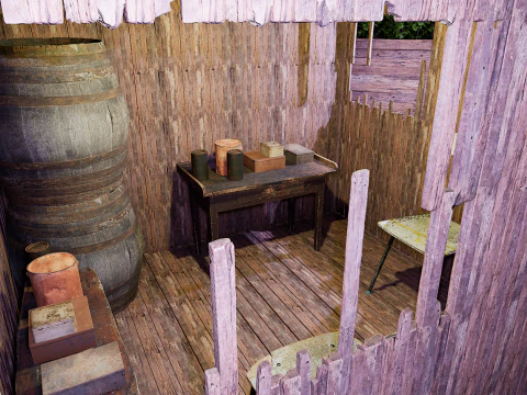Wooden Log Cabin in a Fantasy Forest 3D Model