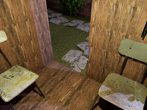 Wooden Log Cabin in a Fantasy Forest Modello 3D