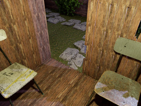 Wooden Log Cabin in a Fantasy Forest 3D Model