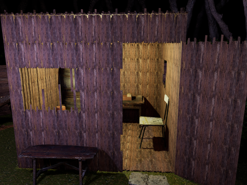 Wooden Log Cabin in a Fantasy Forest Modello 3D
