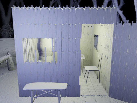 Wooden Log Cabin in a Fantasy Forest 3D Model