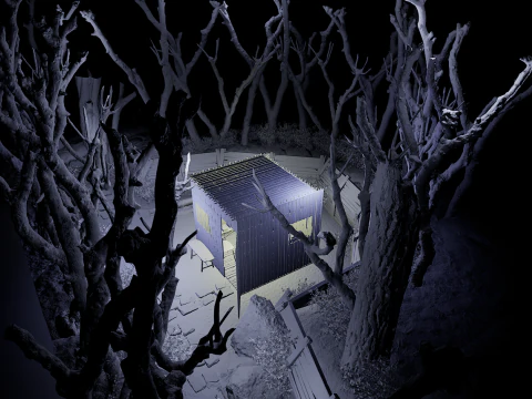 Wooden Log Cabin in a Fantasy Forest 3D Model