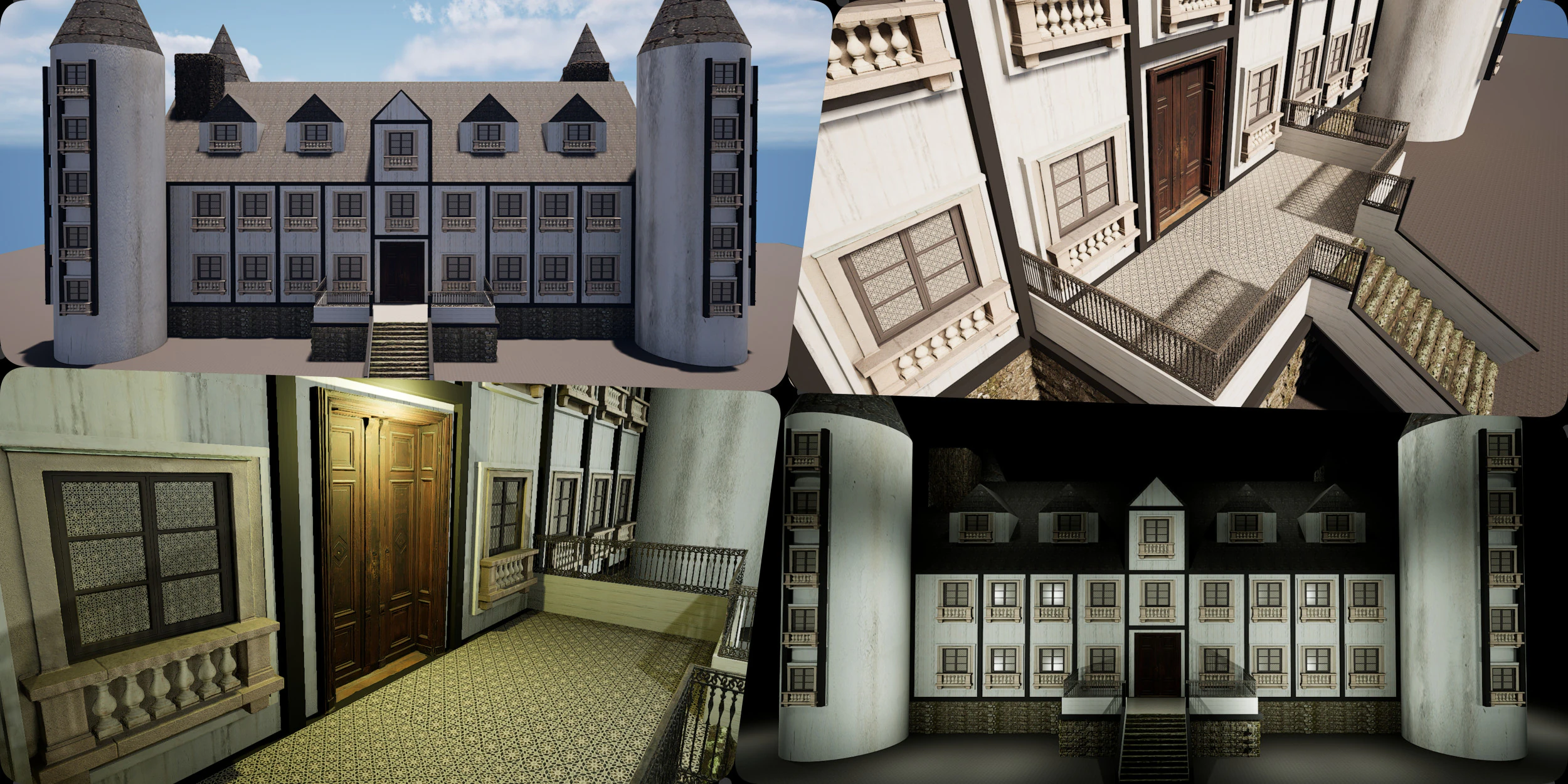 Mega Highly Detailed Castle-Mansion 4K 3D Model .c4d .max .obj .3ds .fbx .stl .blend 