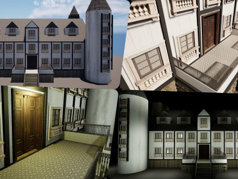 Mega Highly Detailed Castle-Mansion 4K 3D Model