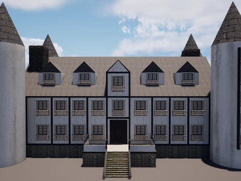 Mega Highly Detailed Castle-Mansion 4K 3D Model